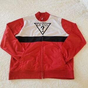 Vintage Guess Sport Red Color Block Track Jacket | Size L